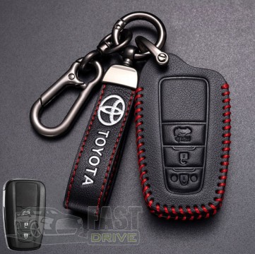 RedLine Кожаный чехол для ключа Toyota 3 кнопки V.2 + брелок с логотипом авто